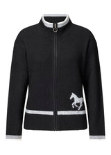 Full Zip Varsity Horse Sweater