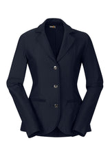 Flat lay of the Affinity® Aero Show Coat in black, displaying the front design with a crisp collar and three-button closure.