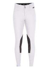 Flat lay of the Crossover II® Knee Patch Riding Breech in White, showcasing the two-streamlined front pockets and tailored waistband design.