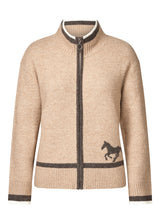 Full Zip Varsity Horse Sweater