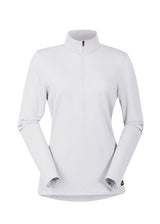 Flat lay of the Kerrits Ice Fil® Lite Long Sleeve Riding Shirt in White, presenting the front profile with zip collar.