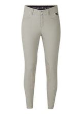 Flat lay of the breeches, front side up, detailing the tailored fit and functional design elements