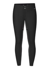 Flat lay of the Crossover II® Full Seat Riding Breech in Black, highlighting the lightweight, stretch-woven fabric and clean front design with two pockets.