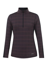 Stretch Plaid Quarter Zip Top