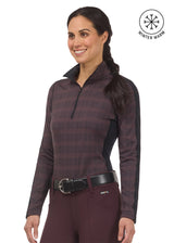 Stretch Plaid Quarter Zip Top