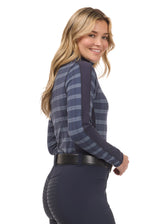 Stretch Plaid Quarter Zip Top
