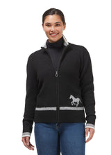 Full Zip Varsity Horse Sweater