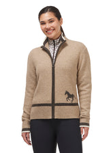 Full Zip Varsity Horse Sweater