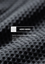 Close-up of the textured "no-see" Aero Mesh fabric, emphasizing its lightweight and breathable qualities