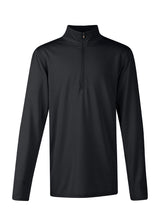 Flat lay of the shirt, front side up, displaying the high collar, zip, and long sleeves